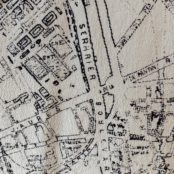 Colours by Alexander Julian Silk All Over Print Blouse French Map Artsy Travel-8 - Picture 3 of 15